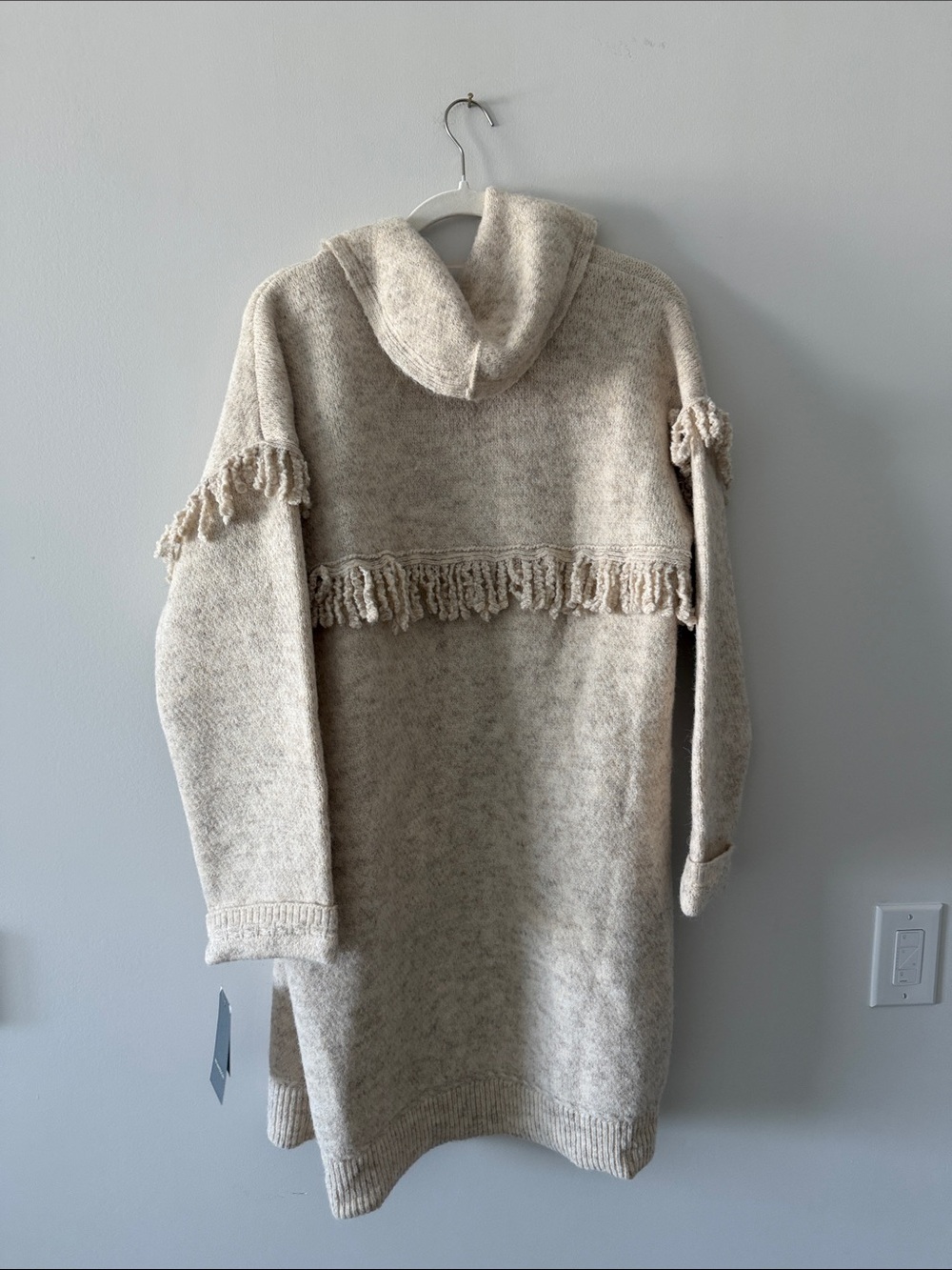 Wit & Wisdom Cream Hooded Fringe Poncho Sweater - Picture 11 of 11